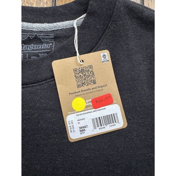 Patagonia Fitz Roy Icon Uprisal Crew Sweatshirt Men’s XS / Womens S Black NWT - Picture 8 of 8